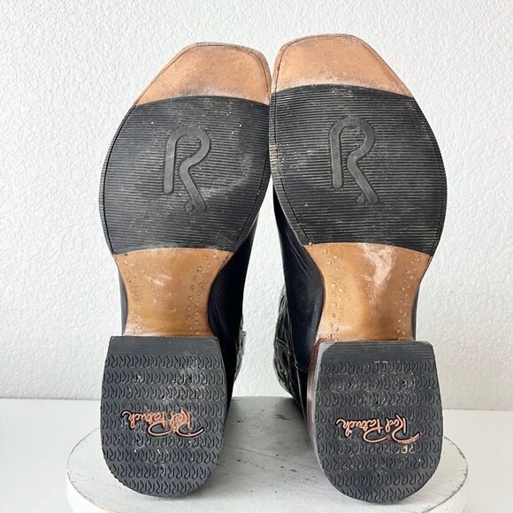 Rod Patrick Mens Cowboy Boots Size 13C Black Calf Leather Western Blunt Toe EUC - Picture 10 of 13